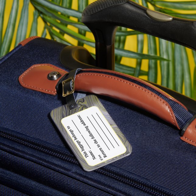 Akrylpur i flytande Metall inspikad Bagagebricka (Framsida Insitu 1)