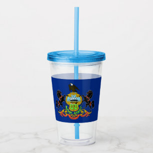Akryltorkare med flagga av Pennsylvania Take Away Mugg