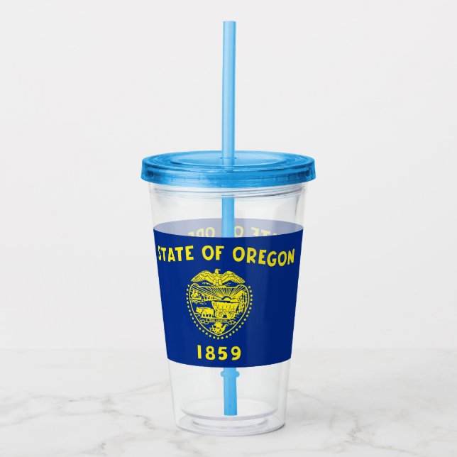 Akryltorktumlare med flagga av Oregon Take Away Mugg (Framsida)