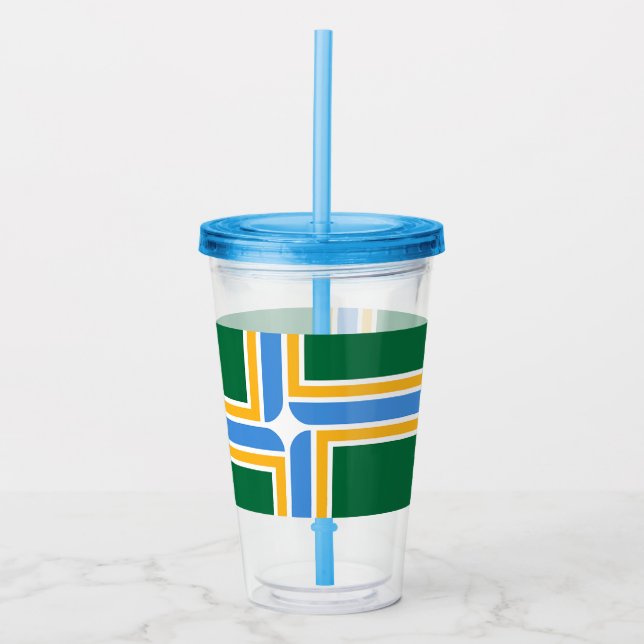 Akryltorktumlare med flagga av Portland Take Away Mugg (Framsida)