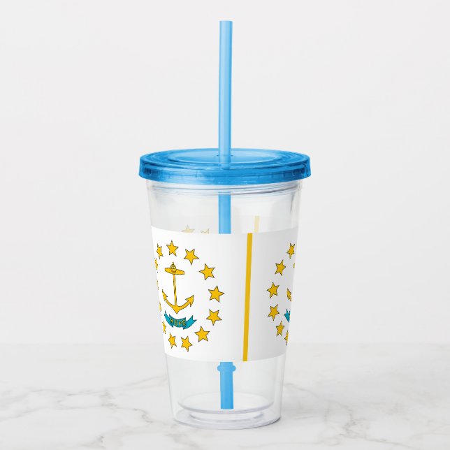 Akryltorktumlare med flagga av Rhode island Take Away Mugg (Framsida)