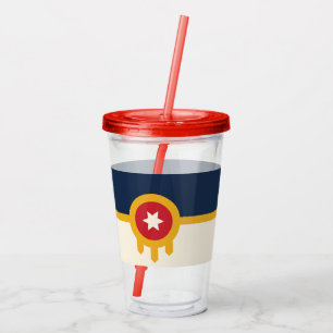 Akryltorktumlare med flagga av Tulsa, Oklahoma Take Away Mugg