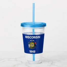 Akryltorktumlare med flagga av Wisconsin State Take Away Mugg