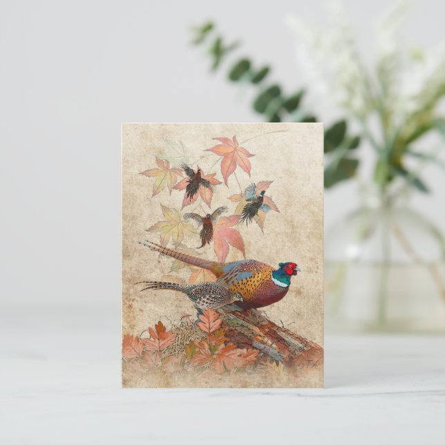 Akryltryck av fasasant tapestry vykort (Stående Fram)