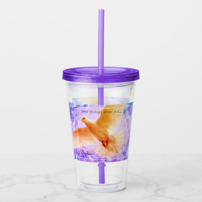 Akryltumbler Baptism Dove Take Away Mugg (Framsida)