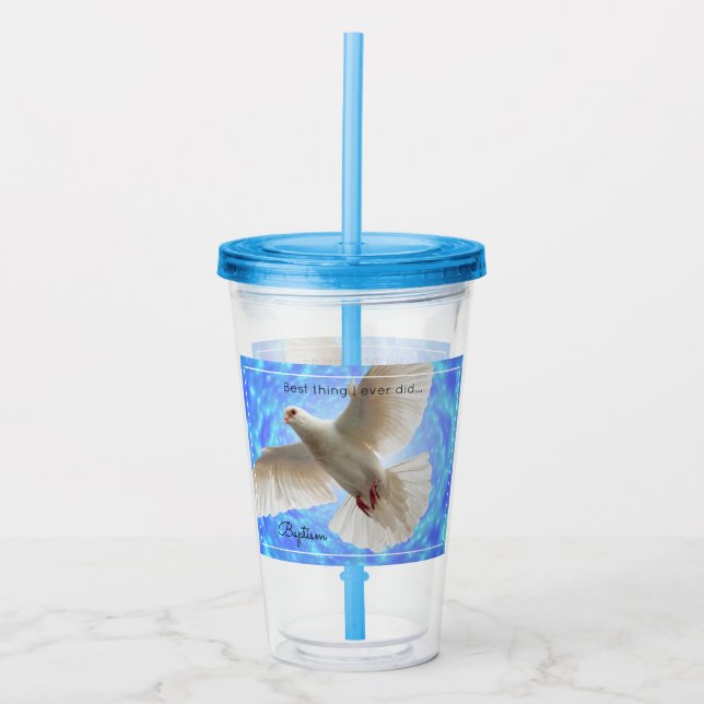Akryltumbler Baptism Dove Take Away Mugg (Framsida)