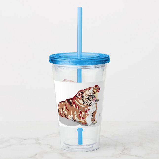 Akryltumbler:      Engelsk bulldog Take Away Mugg (Framsida)