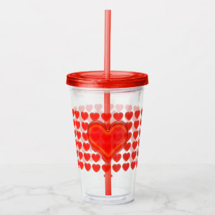 Akryltumbler - Hjärter Take Away Mugg