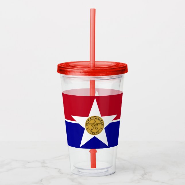 Akryltumbler med flagga av Dallas, Texas Take Away Mugg (Framsida)