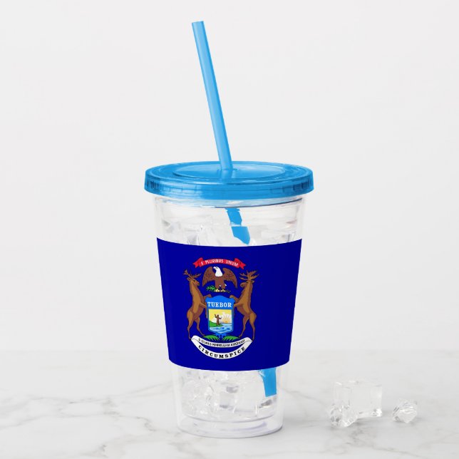 Akryltumbler med flagga Michigan Take Away Mugg (Framsida Ice)