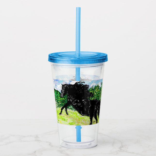 Akryltumbler: Svart hallion Take Away Mugg (Framsida)