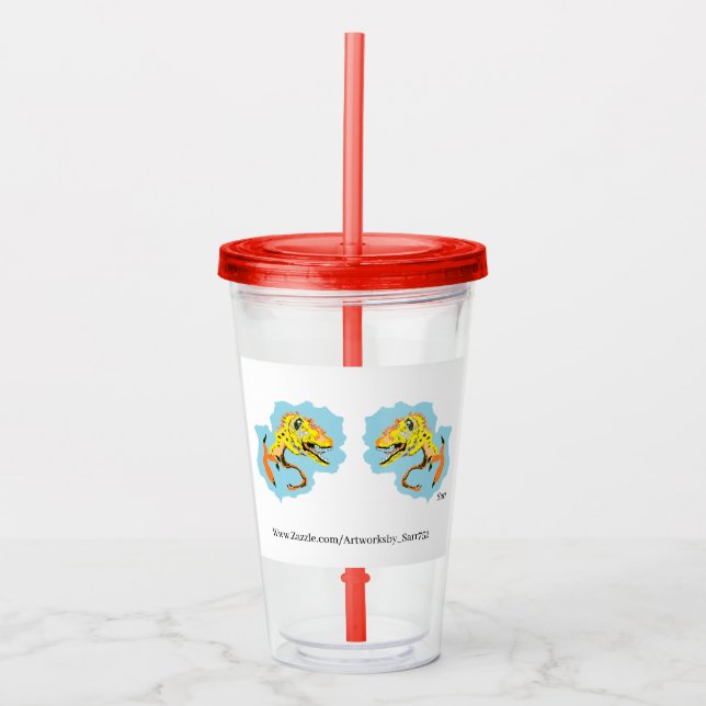 Akryltumlare: dinosaurier take away mugg (Framsida)
