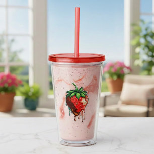 Akryltumlare för jordgubbsbär take away mugg