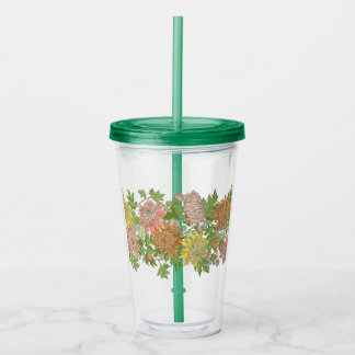 Akryltumlare med blommigt gräns take away mugg