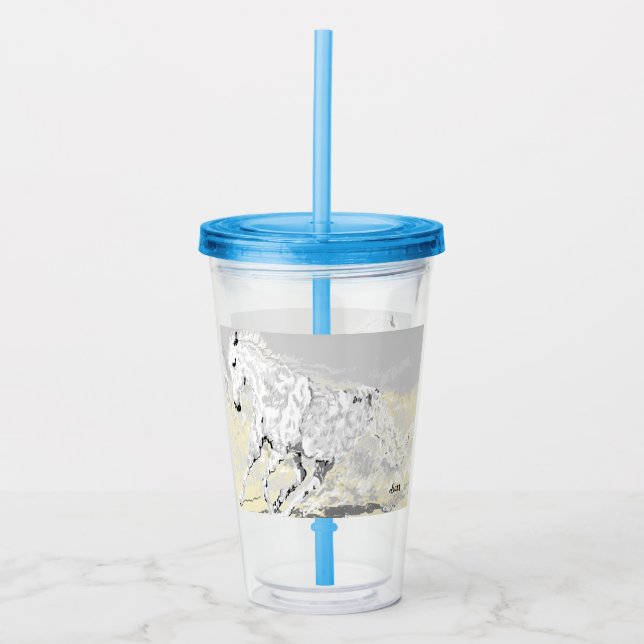 Akryltumlare: vit hallion take away mugg (Framsida)