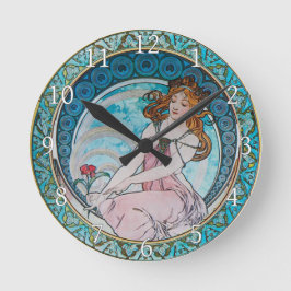 Akrylvägg Clock Art nouveau Alphonse Mucha 14 Rund Klocka