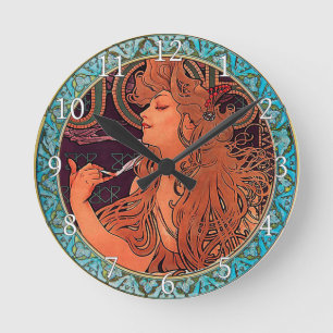 Akrylväggklocka Art nouveau Alphonse Mucha 9 Rund Klocka