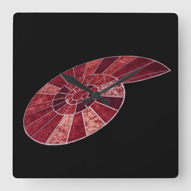 Akrylväggsklocka Ammonit Fyrkantig Klocka (Framsida)