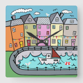 Akrylväggslås i sjöbotten fyrkantig klocka