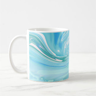 Akrylvitryl av Beachy Blue Abstrakt Kaffemugg