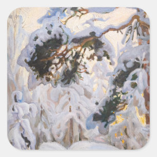 Akseli Gallen-Kallela - Forest in Winter Fyrkantigt Klistermärke