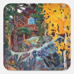 Akseli Gallen-Kallela - Kalela hösten Fyrkantigt Klistermärke