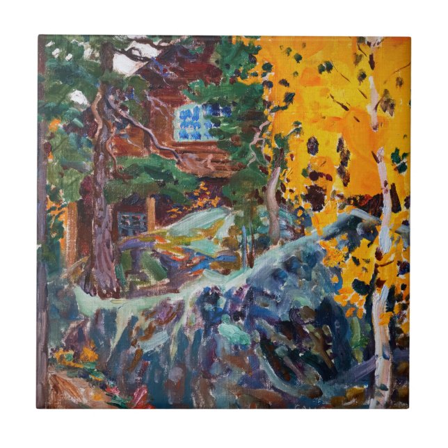 Akseli Gallen-Kallela - Kalela hösten Kakelplatta (Framsidan)