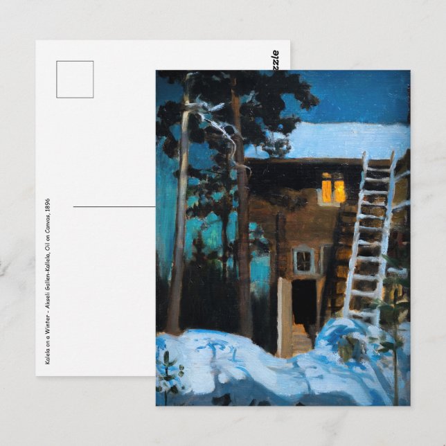Akseli Gallen-Kallela - Kalela på en vinter Vykort (Fram/baksida)