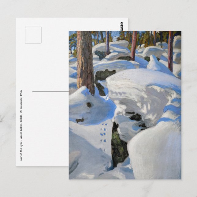 Akseli Gallen-Kallela - Lodjurets lya Vykort (Fram/baksida)