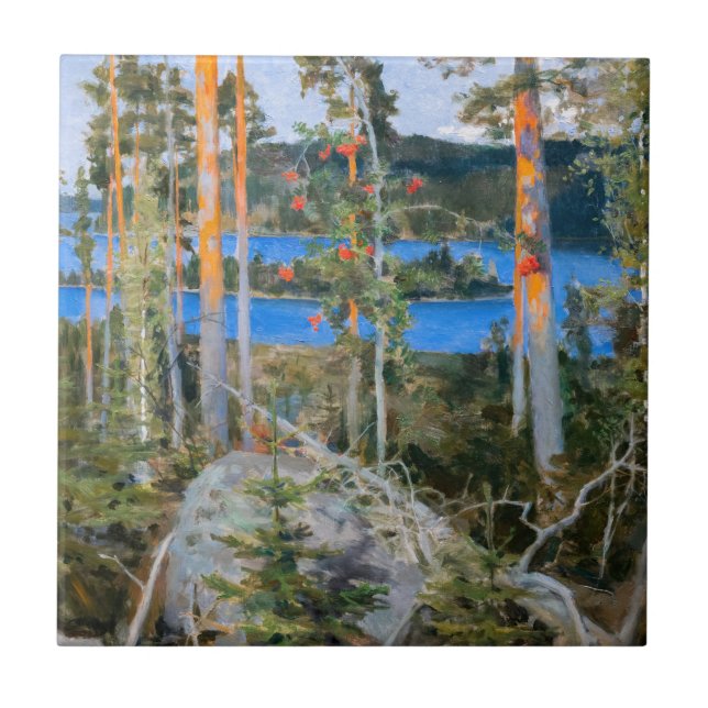 Akseli Gallen-Kallela - Sjö i Wilderness Kakelplatta (Framsidan)
