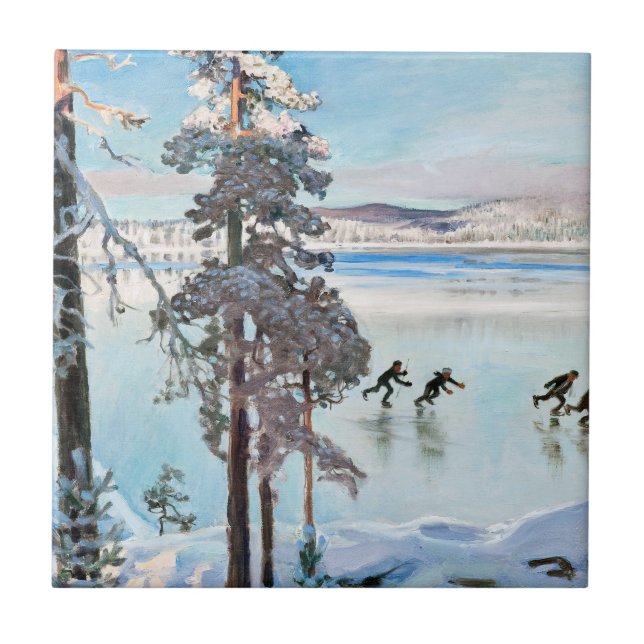 Akseli Gallen-Kallela - Skaters near Kalela Shore Kakelplatta (Framsidan)