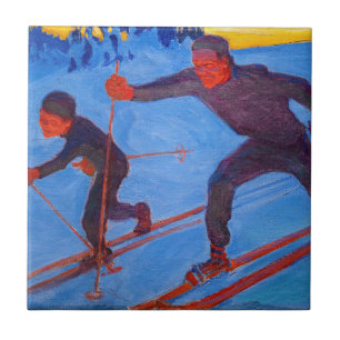 Akseli Gallen-Kallela - Skiers Kakelplatta