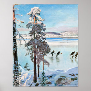 Akseli Gallen-Kallela - Skridskoåkare nära Kalela- Poster