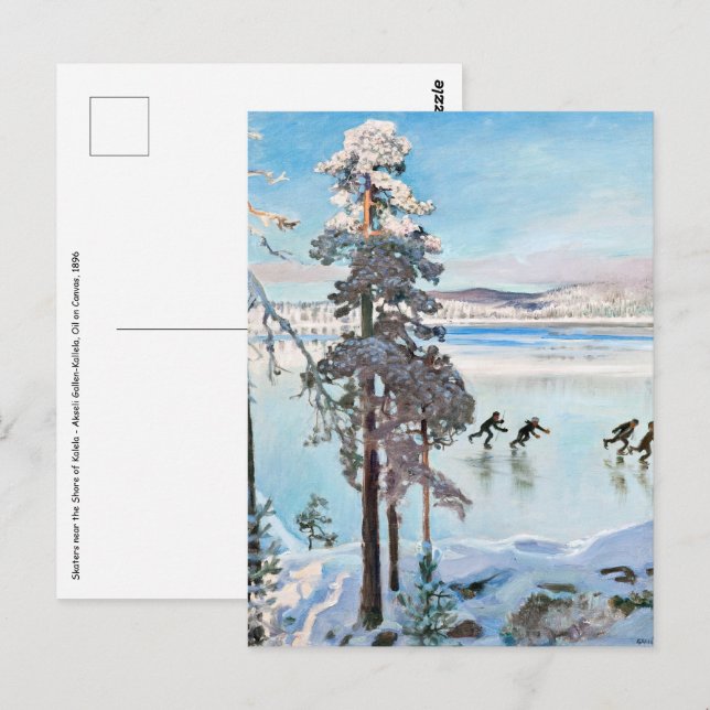 Akseli Gallen-Kallela - Skridskoåkare nära Kalela- Vykort (Fram/baksida)