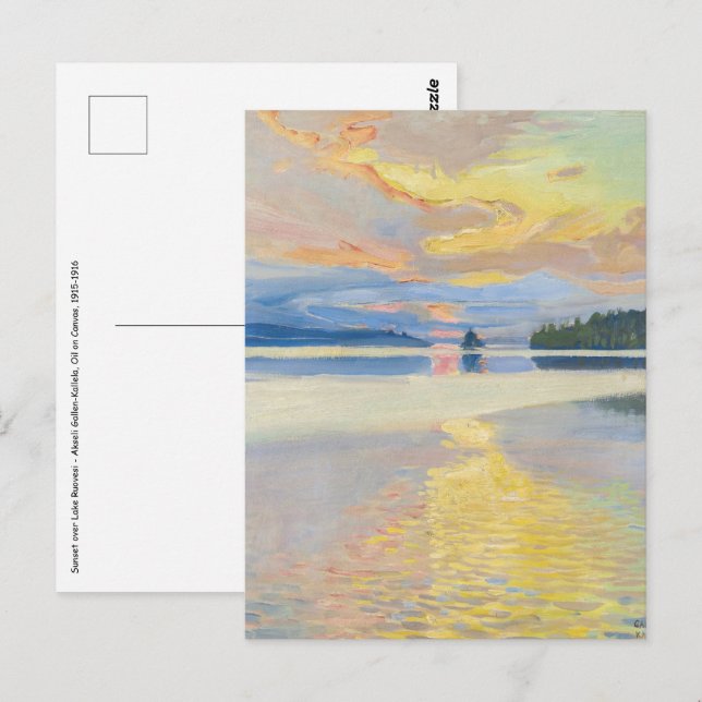 Akseli Gallen-Kallela - Sunset over Sjö Ruovesi Vykort (Fram/baksida)