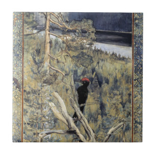 Akseli Gallen-Kallela - Underbar Black Woodpecker Kakelplatta