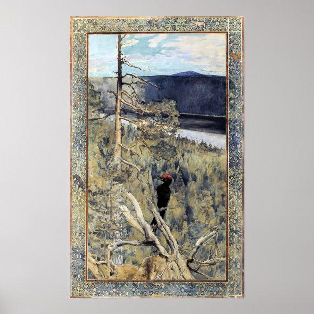 Akseli Gallen-Kallela - Underbar Black Woodpecker Poster (Framsidan)