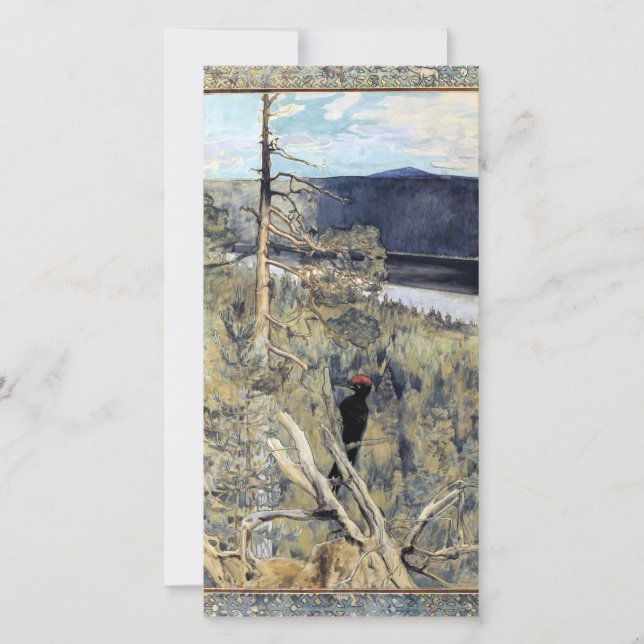 Akseli Gallen-Kallela - Underbar Black Woodpecker Tack Kort (Framsida)