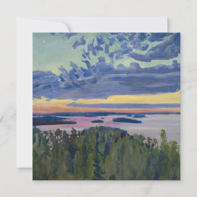 Akseli Gallen-Kallela - Vy över Sjö vid Sunset Inbjudningar (Framsida)