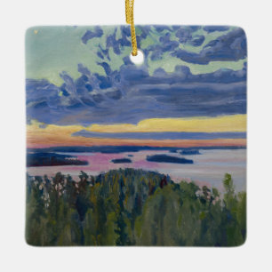 Akseli Gallen-Kallela - Vy över Sjö vid Sunset Julgransprydnad Keramik