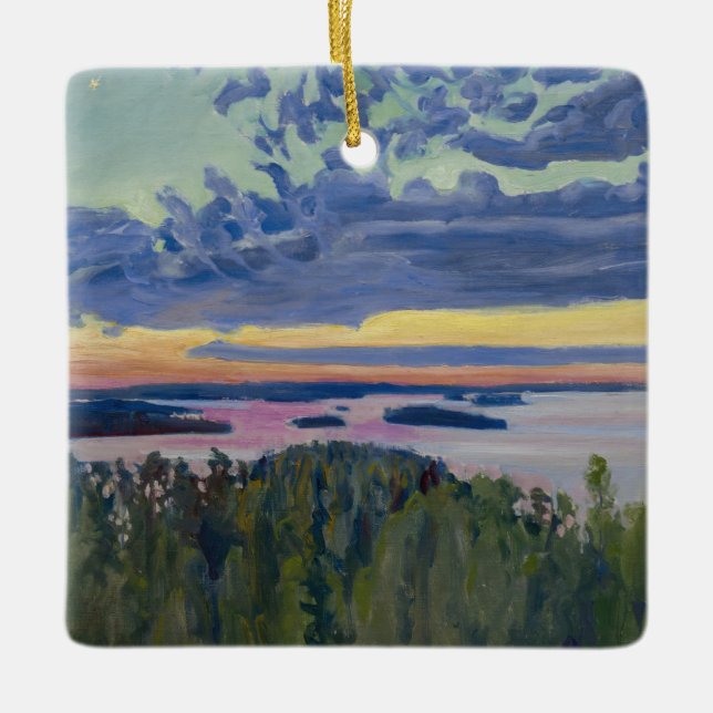 Akseli Gallen-Kallela - Vy över Sjö vid Sunset Julgransprydnad Keramik (Framsida)