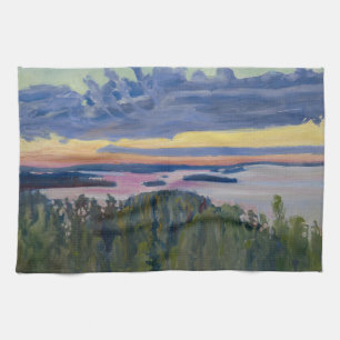 Akseli Gallen-Kallela - Vy över Sjö vid Sunset Kökshandduk