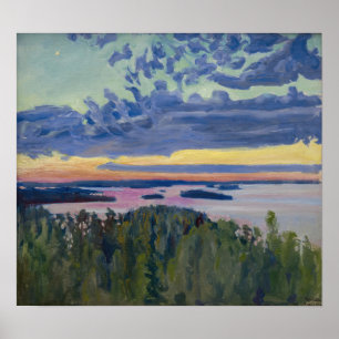 Akseli Gallen-Kallela - Vy över Sjö vid Sunset Poster
