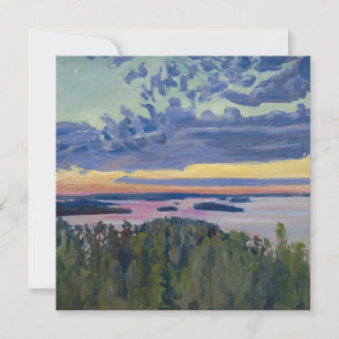 Akseli Gallen-Kallela - Vy över Sjö vid Sunset Tack Kort