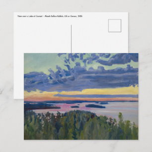 Akseli Gallen-Kallela - Vy över Sjö vid Sunset Vykort