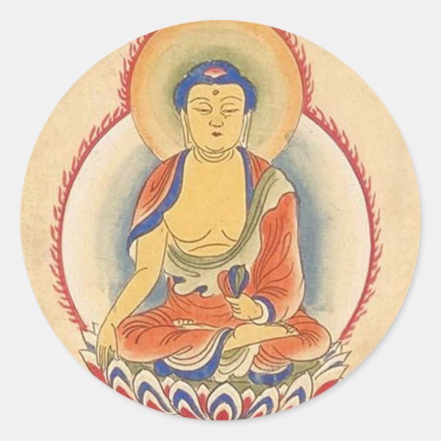Akshobhya Buddha Runt Klistermärke (Framsida)