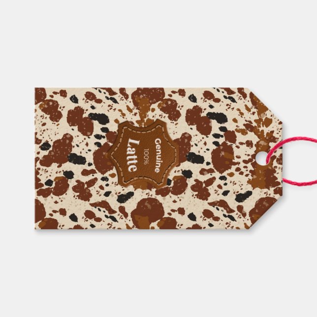 Äkta 100% Latte Kuhudsmönster | Neutral  Presentetikett (Framsidan (Horisontell))