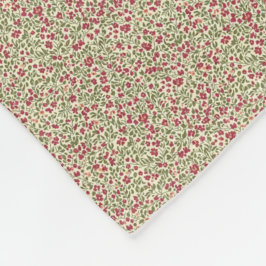 Äkta 1940-tals Utility Khaki & Burgundy Blommor Fleecefilt