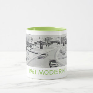 Äkta 1961 modernistiska bostads- mugg