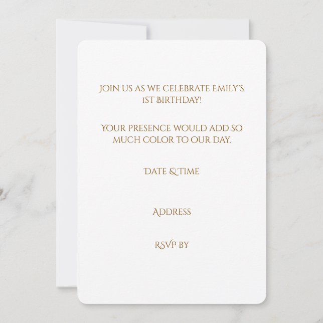 Äkta Barn Regnbåge Vattenfärg Födelsedag Inbjudningar (Baksida)